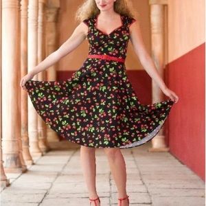 Pinup Couture Retro Dress in Black Cherry - Heidi Swing Dress - Size M